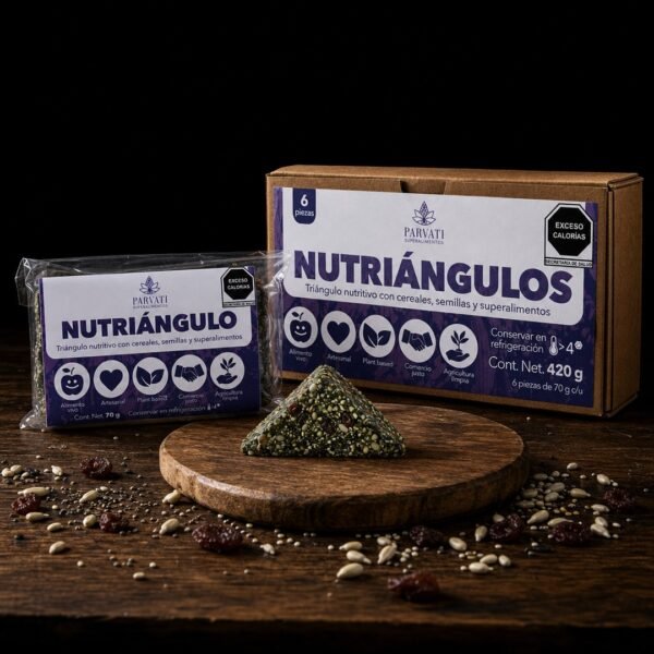 Nutriángulo de Parvati sobre fondo oscuro, ángulo cercano