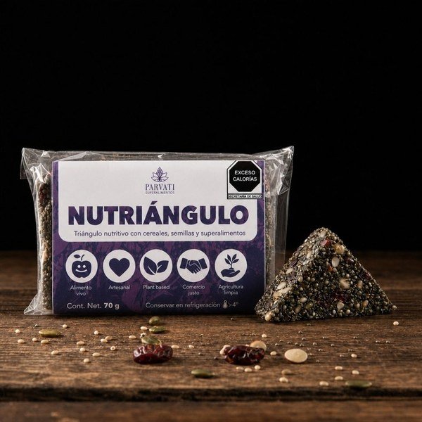 Nutriángulo de Parvati sobre fondo negro, vista hero