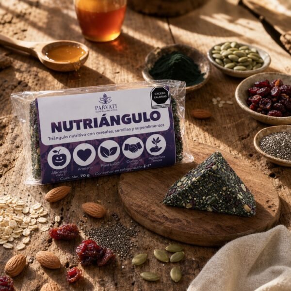 Nutriángulo de Parvati estilizado sobre tabla de madera