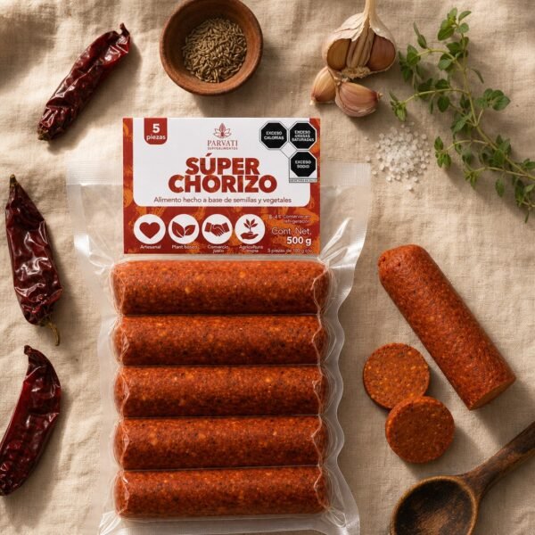 Vista aérea flatlay de Súper Chorizo Carniveggia